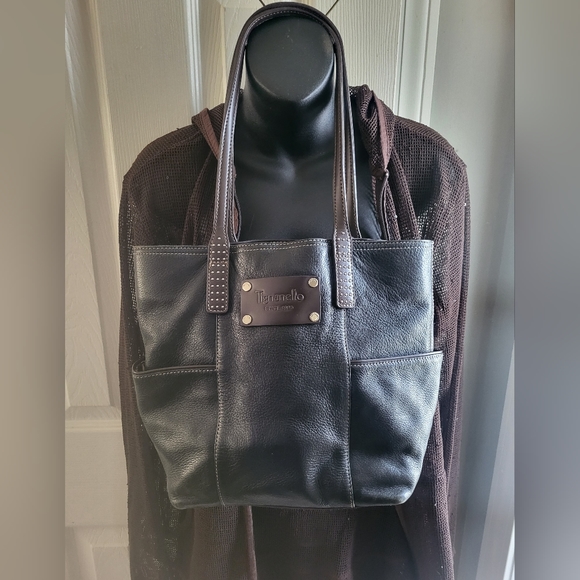 Tignanello women's handbag tote black and brown leather large - Picture 1 of 12